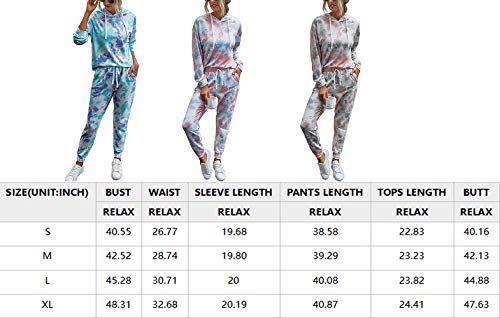 PRETTYGARDEN Women's Tie Dye Two Piece Tracksuit Set Long Sleeve Sweatshirt with Long Pants (Grey,X-Large)