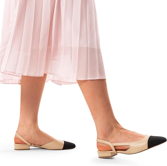 DREAM PAIRS Women's Flats, Square Toe Slingback Flats