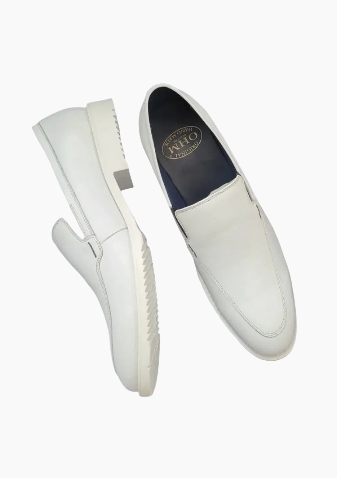 OHM Sleek Design White Slip-on Leather Shoes