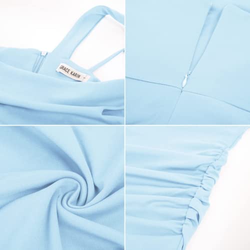 GRACE KARIN Women Sexy Sequin Cutout Bodycon One Shoulder Ruched Cocktail Dress Black S