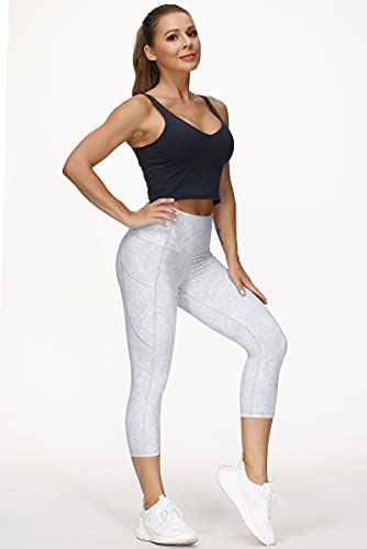 THE GYM PEOPLE Thick High Waist Yoga Pants with Pockets, Tummy Control Workout Running Yoga Leggings for Women (Medium, Black )