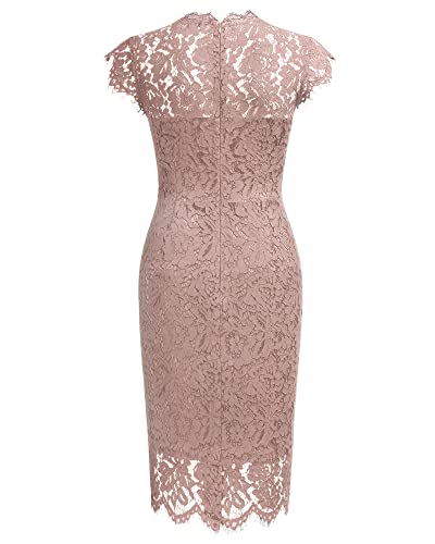 Miusol Women's Retro Floral Lace Slim Evening Cocktail Mini Dress (Small, Navy Blue)