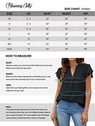 Blooming Jelly Womens White Blouse V Neck Ruffle Sleeve