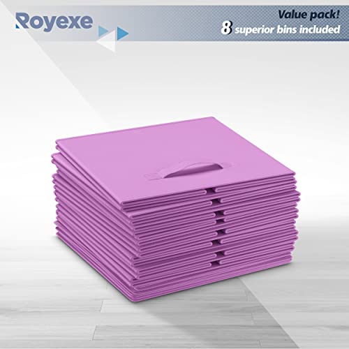 Storage Cubes - 11 Inch Cube Storage Bins (Set of 8). Fabric Cubby Organizer Baskets with Dual Handles | Foldable Closet Shelf Organization Boxes (White)