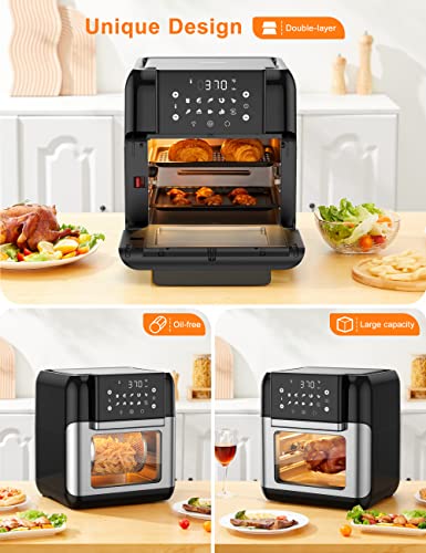 Innsky 10.6 Quart Air Fryer Oven with Rotisserie & Dehydrator, 【Patent & Safety Certs】10-in-1 Hot Air Fryers Toaster Oven Combo, Airfryer Countertop Oven, 6 Accessories, 32+ Recipes, ETL Certified, 1500W