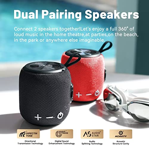 Sanag Portable Bluetooth Speaker, Bluetooth 5.0 Dual Pairing Loud Wireless Mini Speaker, 360 HD Surround Sound & Rich Stereo Bass,24H Playtime, IPX67 Waterproof for Travel, Outdoors, Home and Party