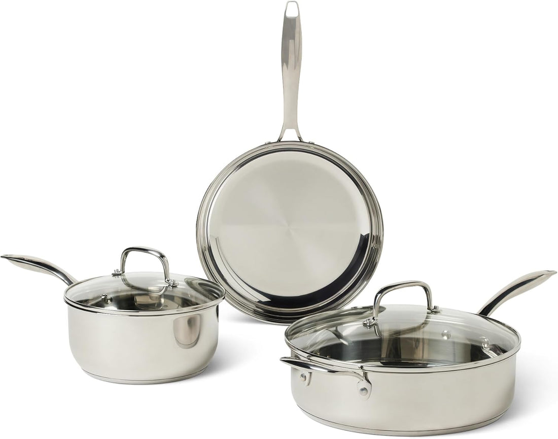 Featured image for Amazon Basics Stainless Steel Cookware Set, 5-Piece Review