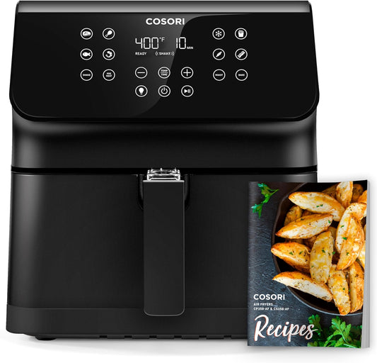 Cosori Proii Air Fryer Oven Combo, 5.8qt Max Xl Large Cooker with 12 One-touch Saveable Custom Functions, Cookbook and Oneline Recipes, Nonstick and Dishwasher-safe Detachable Square Basket