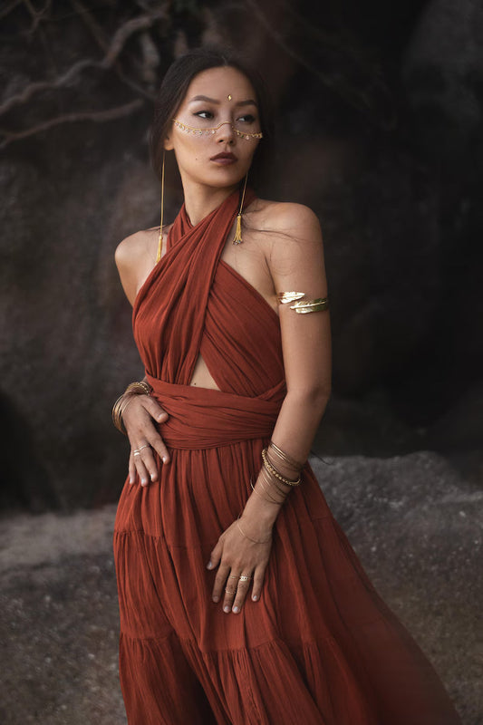 Bohemian Maxi Dress Amara Rust Review: Chic Boho Cotton Wrap Dress