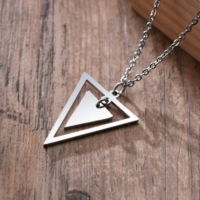 Hexagon Pendant Necklaces For Men Geometric Trangle Square