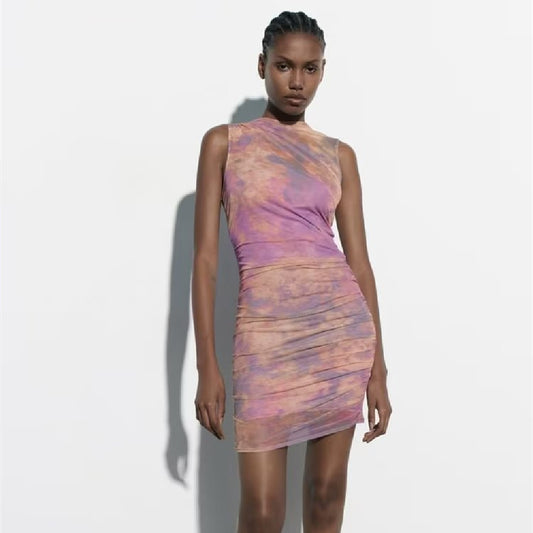 Women's Slim Fit Pleated Short Dress