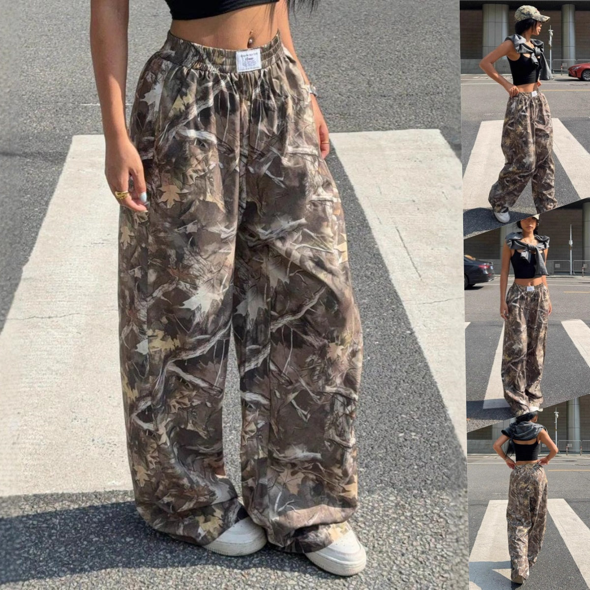 Slimming Casual Pants Hip Hop Retro Street Multi-pocket Camouflage Cargo Pants