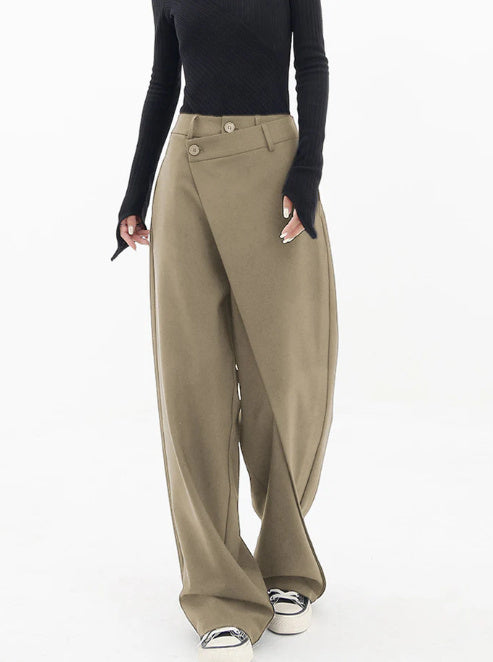 Irregular Wide-leg Pants Ins Fashion Loose Trousers Women's Clothing