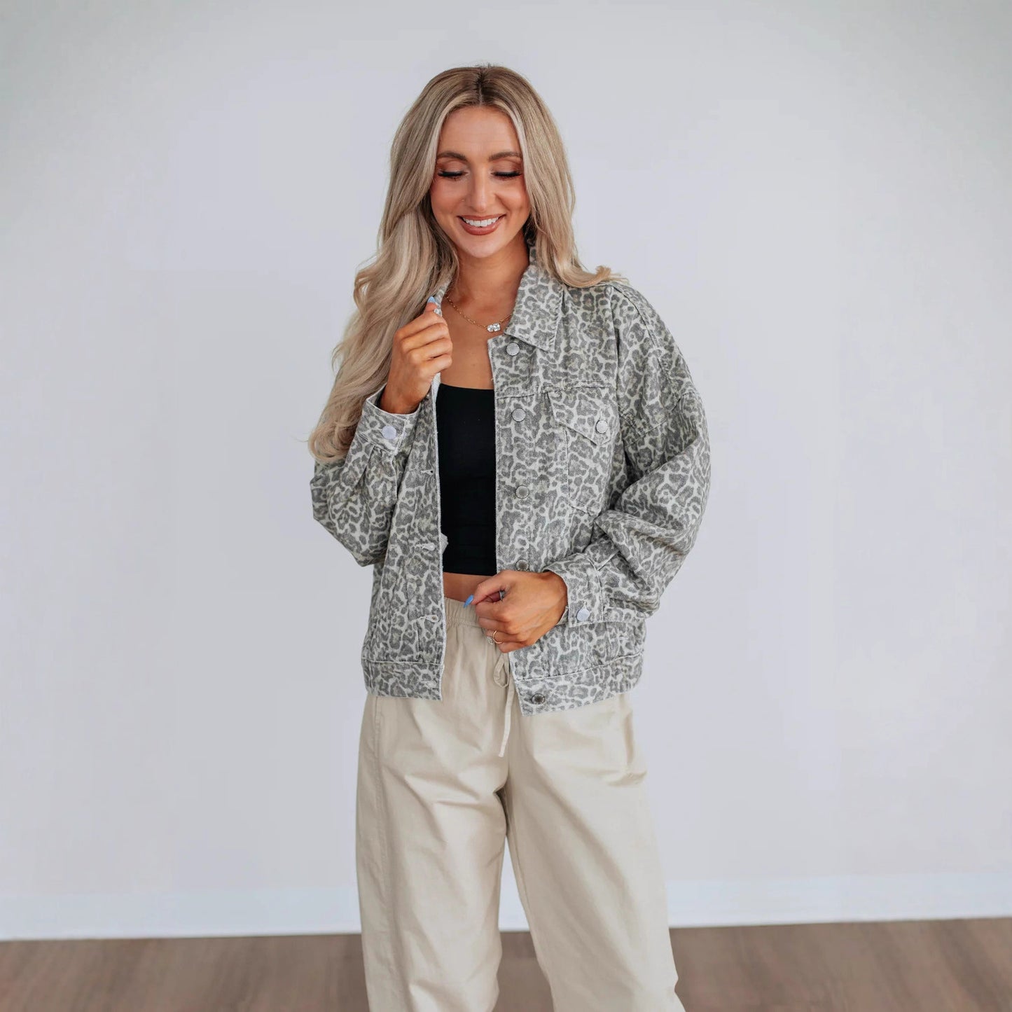 Fashionable All-match Loose Washed-out Printed Coat Denim Jacket