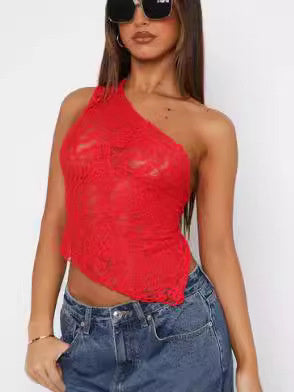 Ins Lace Backless Top Summer Solid Color Waistless