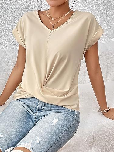 Fashion V-neck Short-sleeve T-shirt Summer Casual