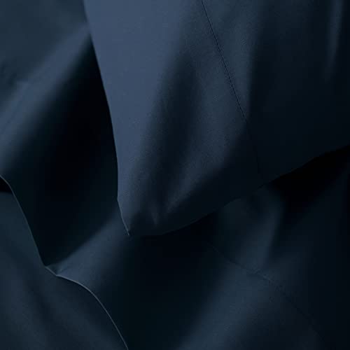 Welhome Soft Finish 100% Cotton Percale Sheet | 4 Piece Set | Full Size | White |