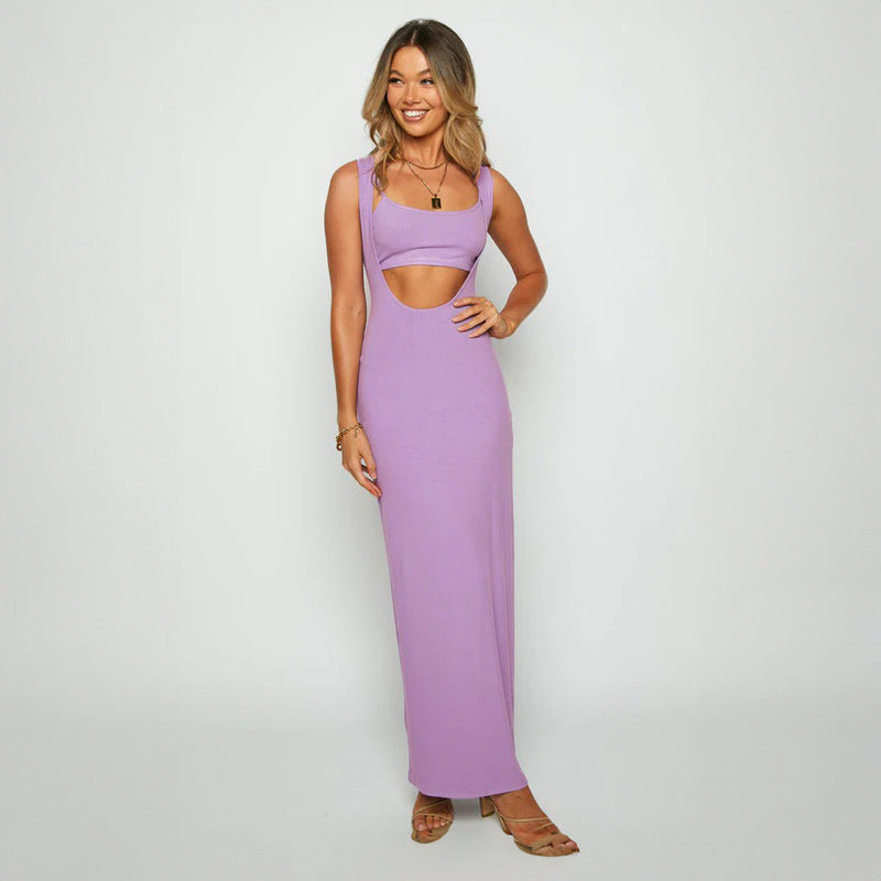 Women's Fashion Personality Solid Color Three-dimensional Striped Dress