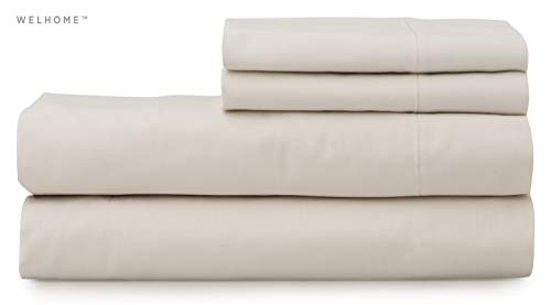 Welhome Soft Finish 100% Cotton Percale Sheet | 4 Piece Set | Full Size | White |