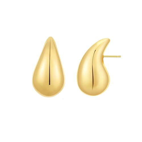 Apsvo Earring Dupes Chunky Gold Hoop Earrings for Women, Tear Drop Dangle Earrings, Teardrop Lightweight Water Drop Earrings for Women Girls Fashion Trendy Hypoallergenic Jewelry