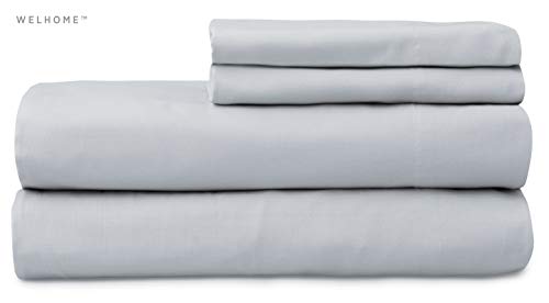 Welhome Soft Finish 100% Cotton Percale Sheet | 4 Piece Set | Full Size | White |