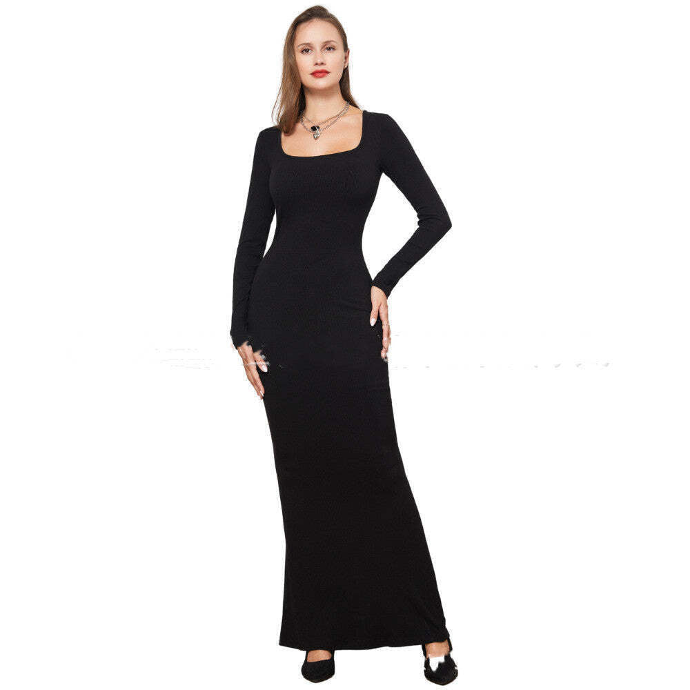Belly Contracting Hip Lifting Long Sleeve Narrow Dress