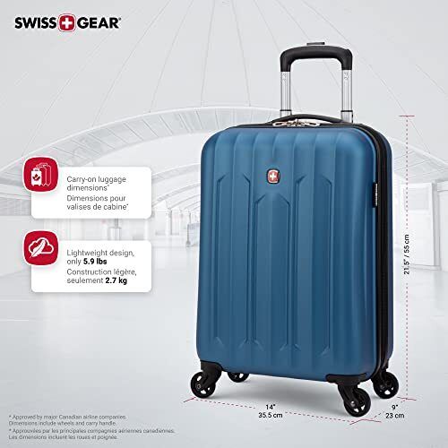 SWISSGEAR Chrome Hardside Spinner International Carry-On Luggage 20-Inch, Silver