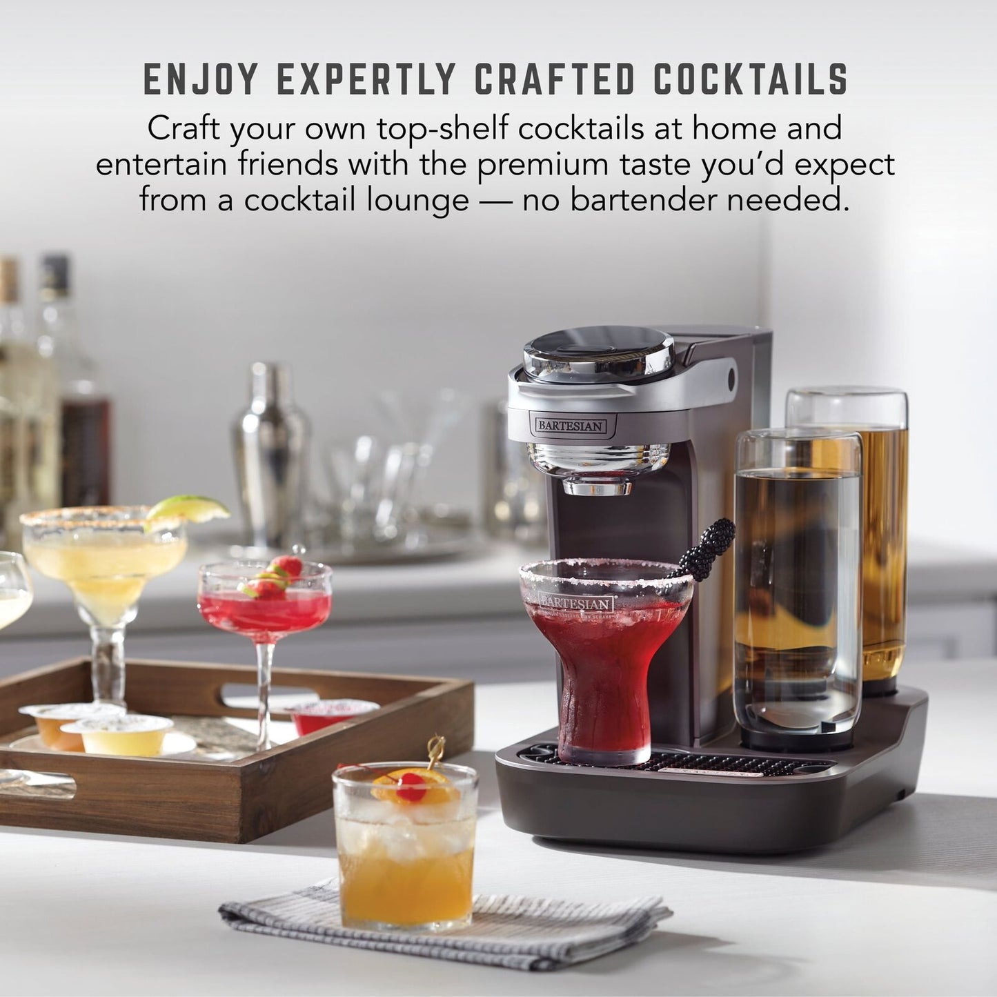 Bartesian Duet Premium Cocktail Machine for the Home Bar, 2 Glass Spirit Bottles