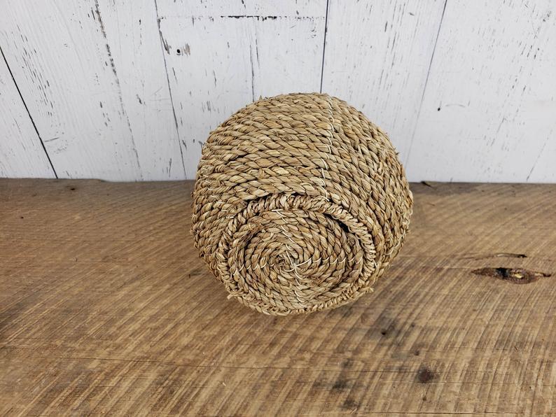 Vintage Weaved Wicker & Metal Vase