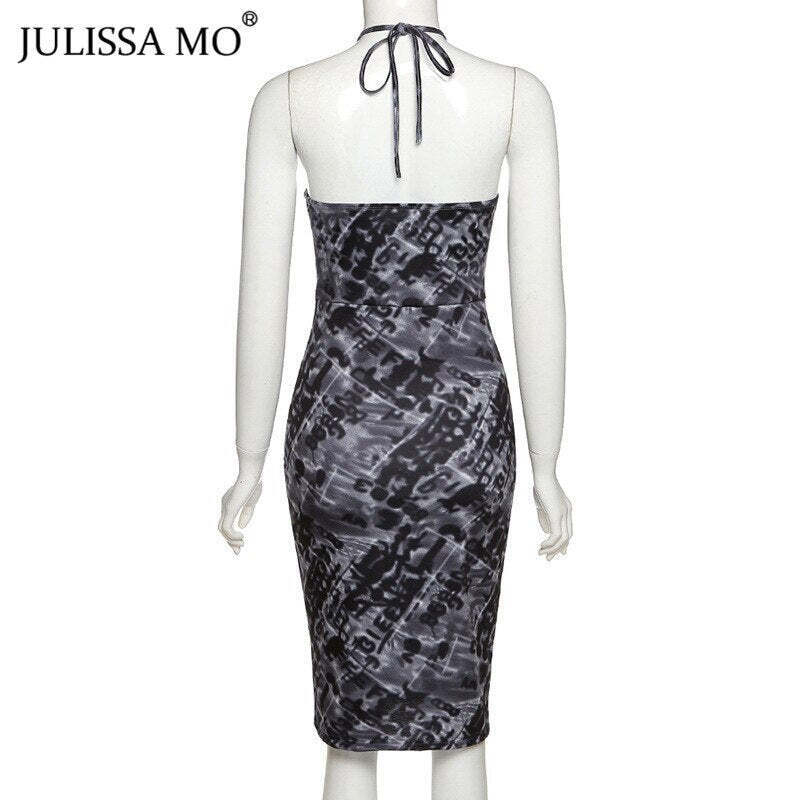 JULISSA MO Summer Sexy Backless Print Dress Women Sleeveless