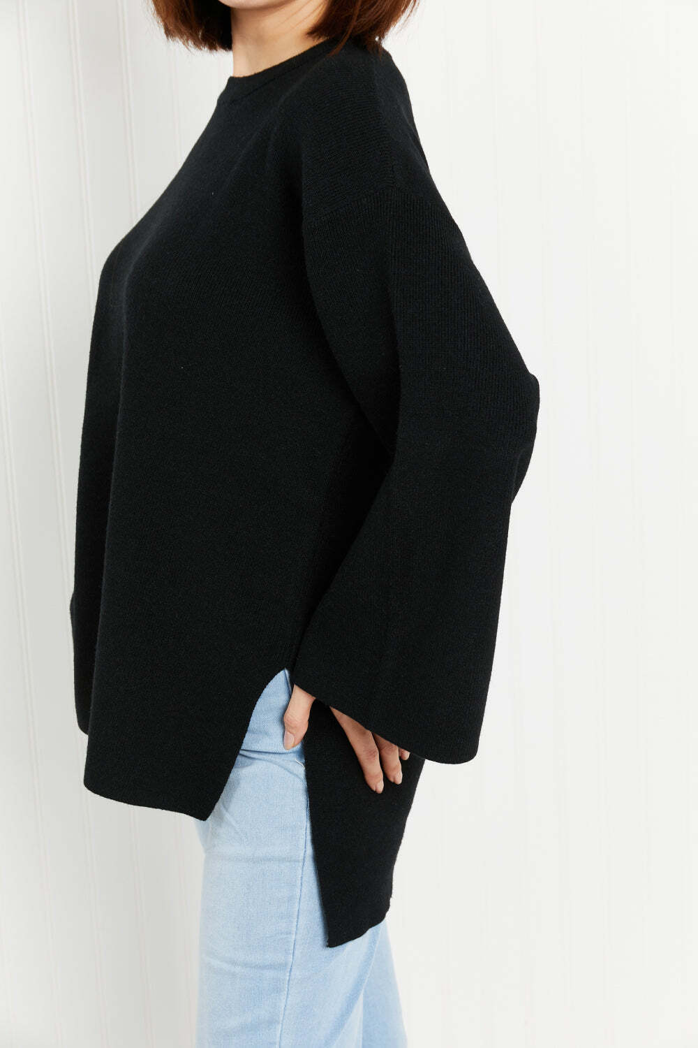 Snap Down Side Slit Jacket with Pockets