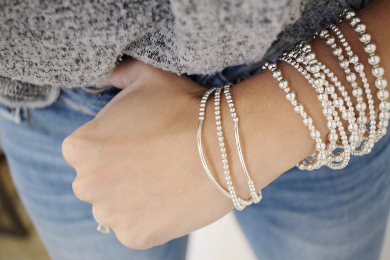 Silver bracelet, Sterling Silver, bracelet, Dainty bracelet, beaded bracelet
