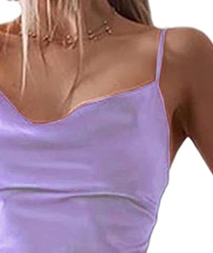 xxxiticat Women's Sleeveless Spaghetti Strap Satin Dress Cocktail Beach Evening