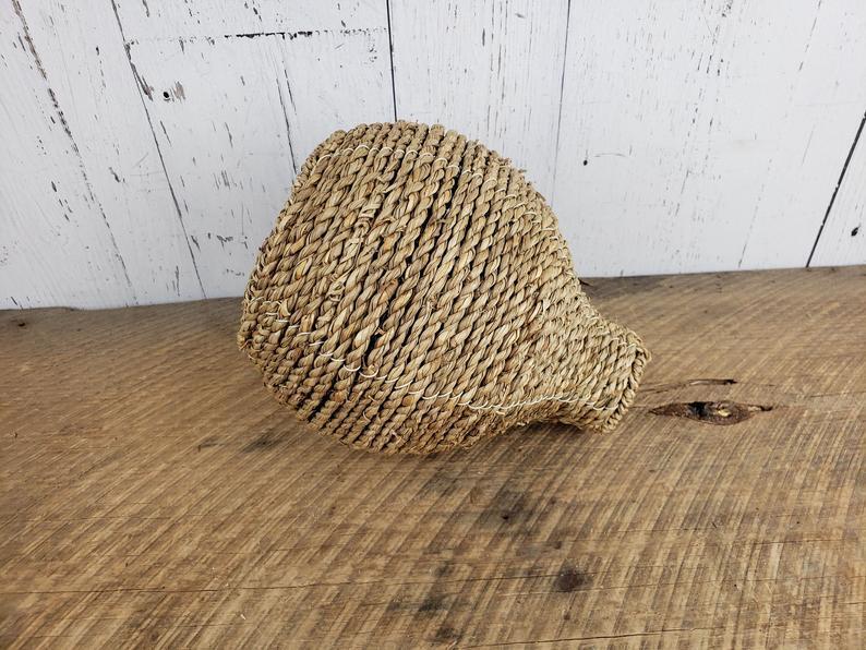 Vintage Weaved Wicker & Metal Vase