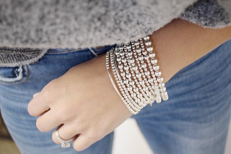 Silver bracelet, Sterling Silver, bracelet, Dainty bracelet, beaded bracelet