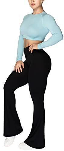 Sunzel Flare Leggings, Crossover Yoga Pants for Women with Tummy Control, High-W