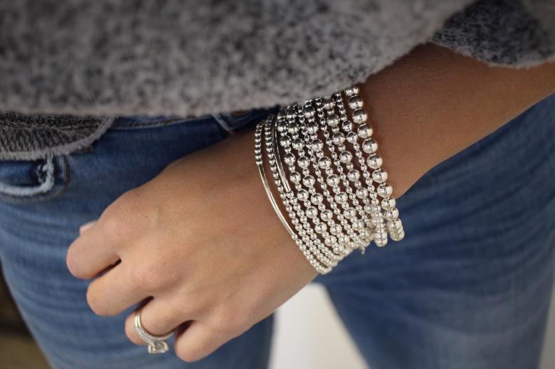 Silver bracelet, Sterling Silver, bracelet, Dainty bracelet, beaded bracelet