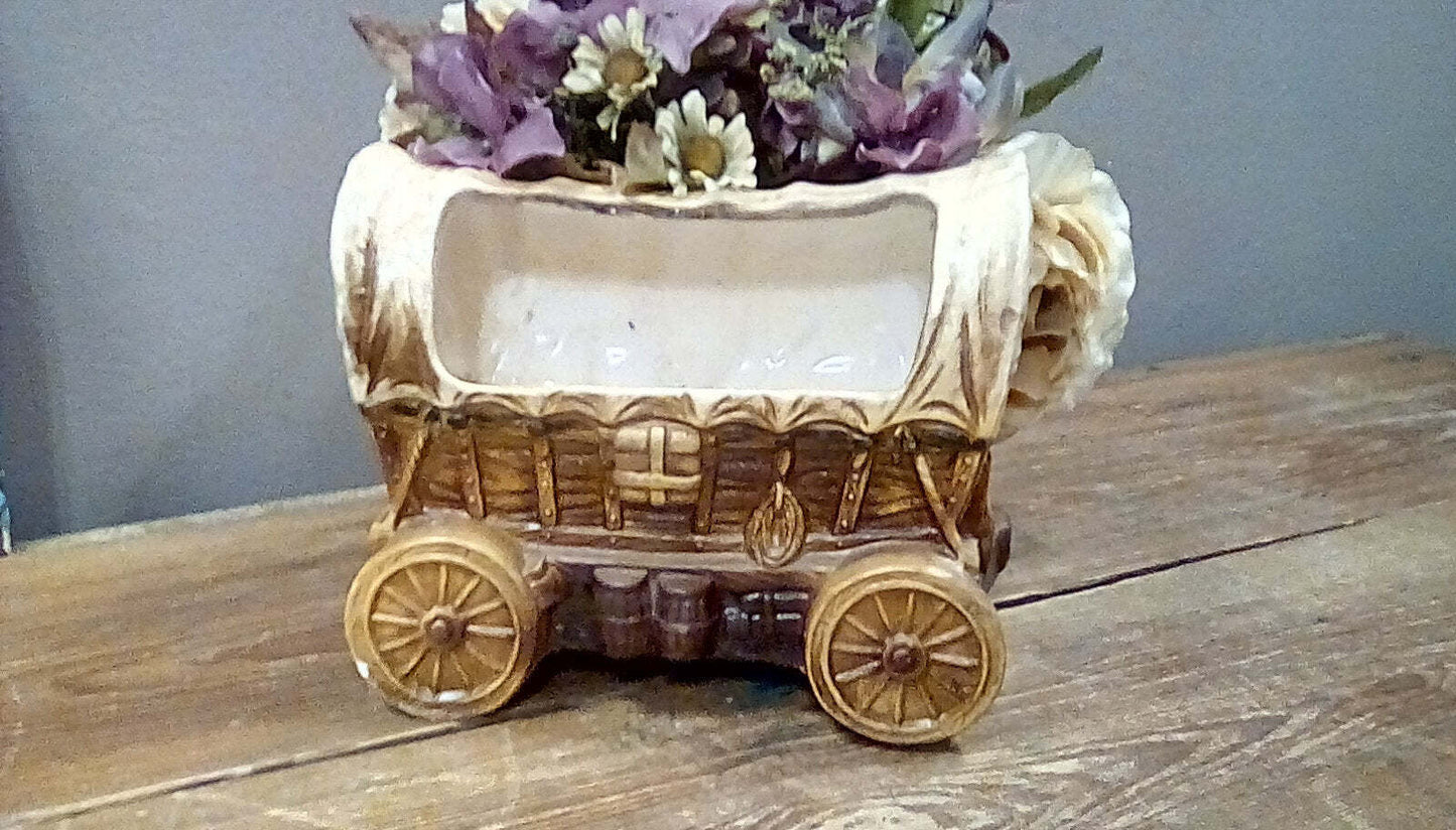 Vintage Covered Wagon Planter, Matte