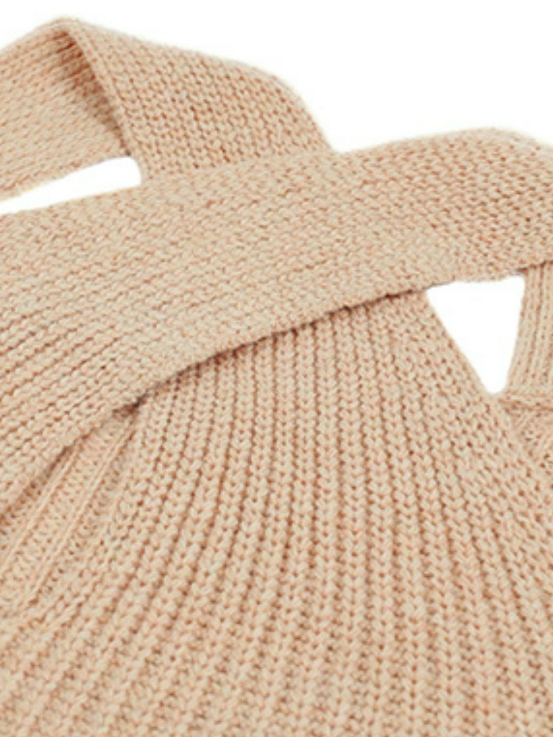Crisscross Cold-Shoulder Rib-Knit Sweater