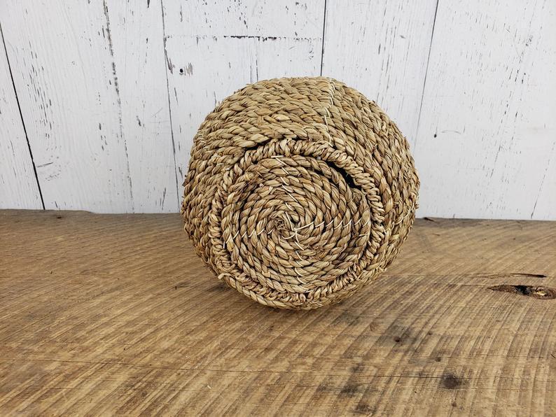Vintage Weaved Wicker & Metal Vase