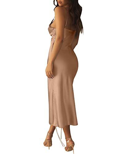 xxxiticat Women's Sleeveless Spaghetti Strap Satin Dress Cocktail Beach Evening