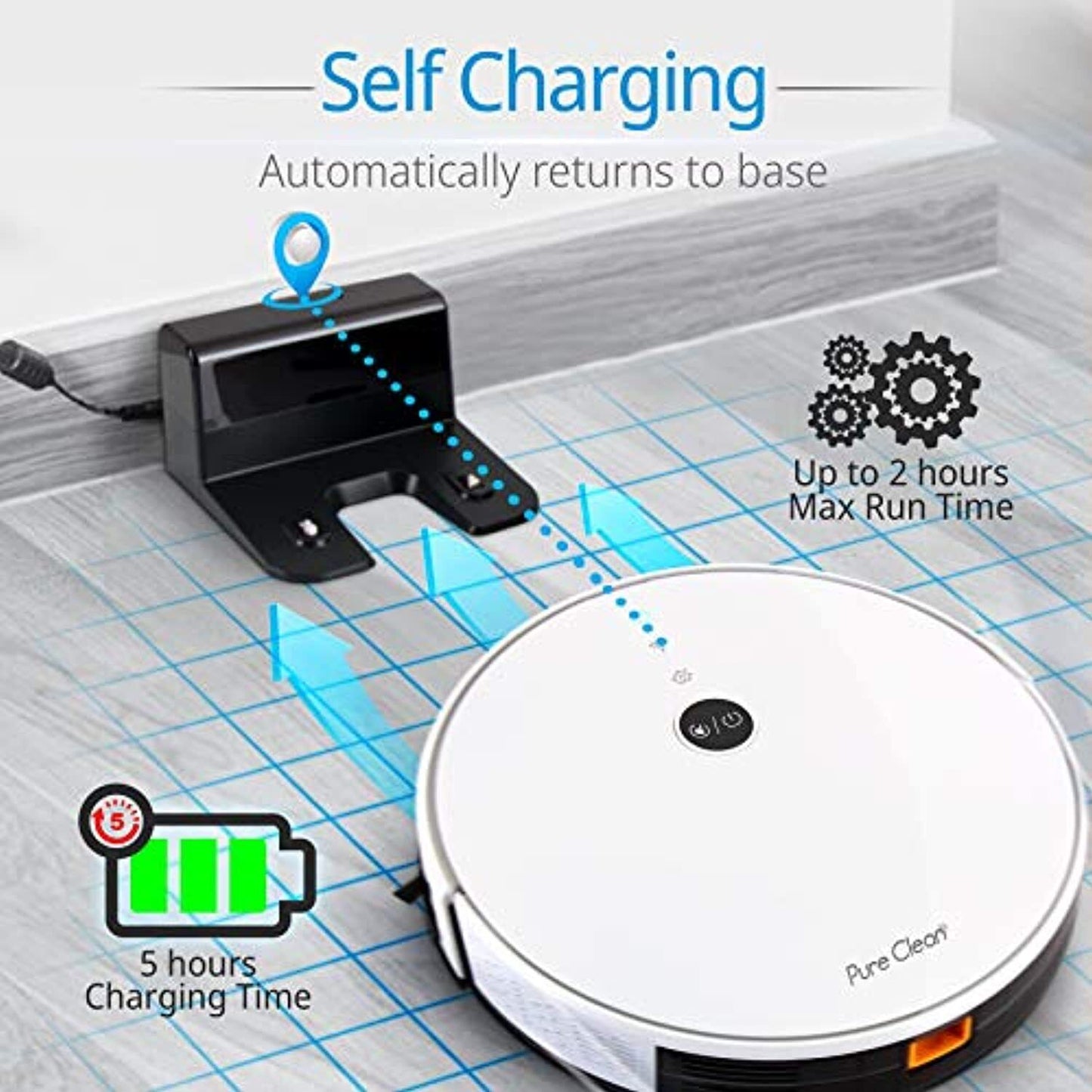 Pure Clean Alexa Smart Robot Vacuum Cleaner - Gyroscope S Path