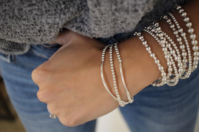 Silver bracelet, Sterling Silver, bracelet, Dainty bracelet, beaded bracelet