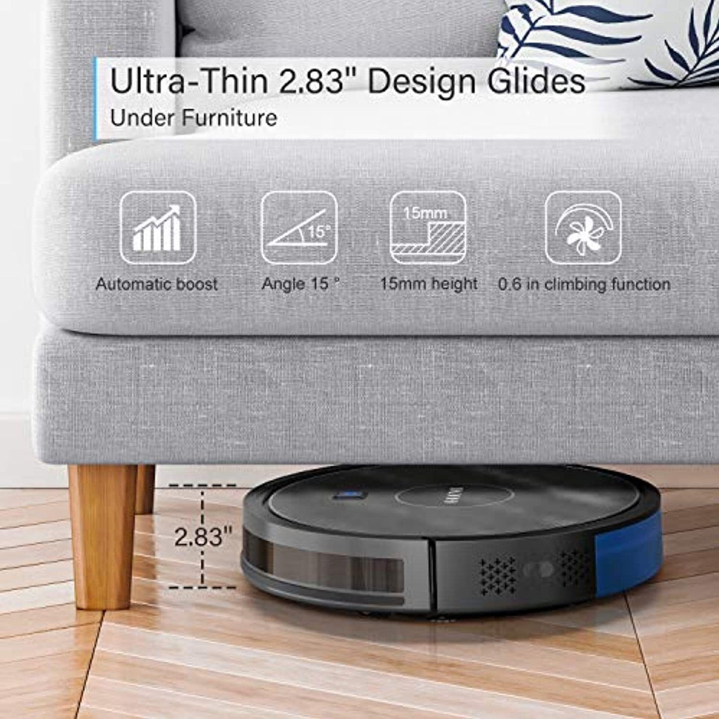 Robot Vacuum, GOOVI 1600PA Robotic Vacuum Cleaner with Self-Charging,