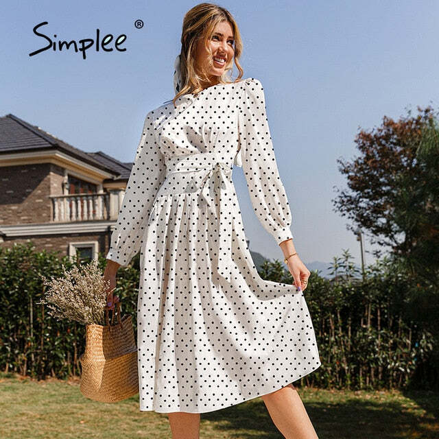 Simplee Long Puff Sleeve Flower Printed woman 'sDress