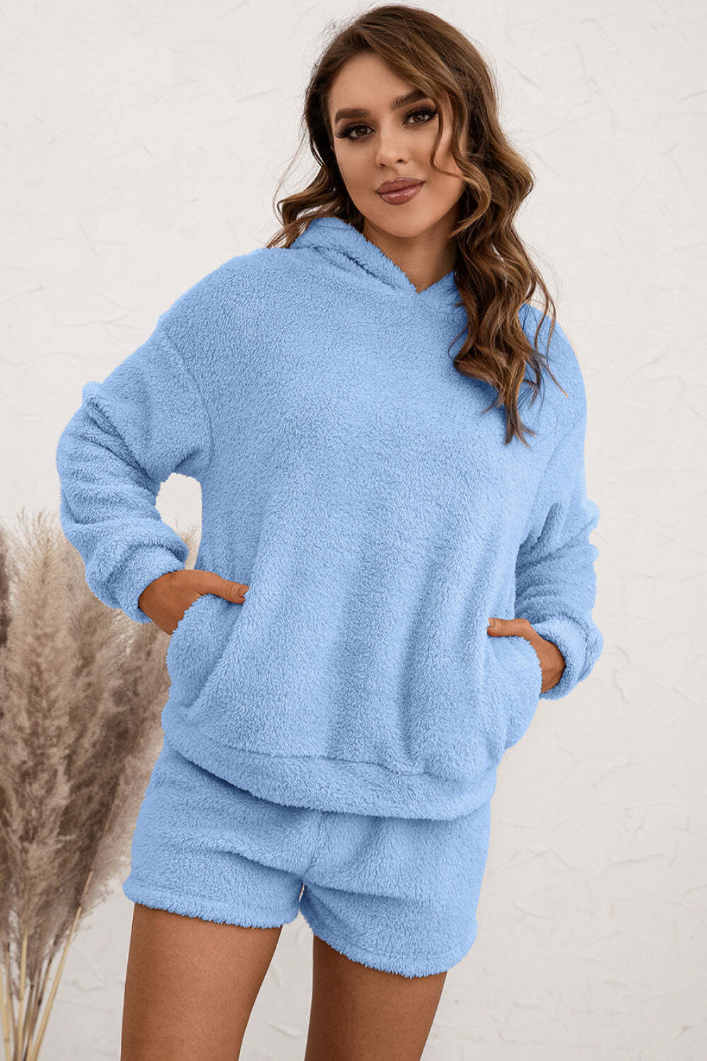 Teddy Hoodie and Shorts Lounge Set