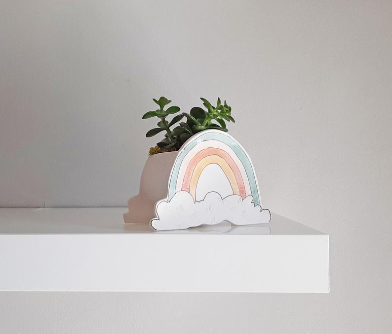 Small Rainbow planter. Happy ceramic planter