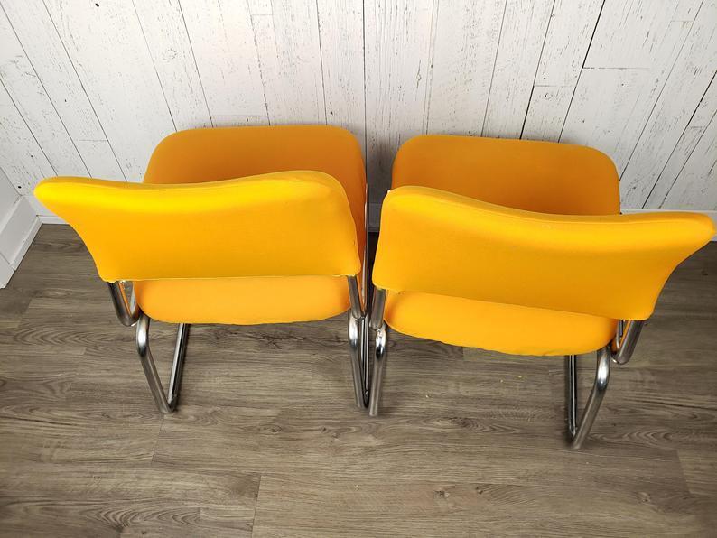 Vintage Set of Two Cantilever Tubular Chrome Chairs