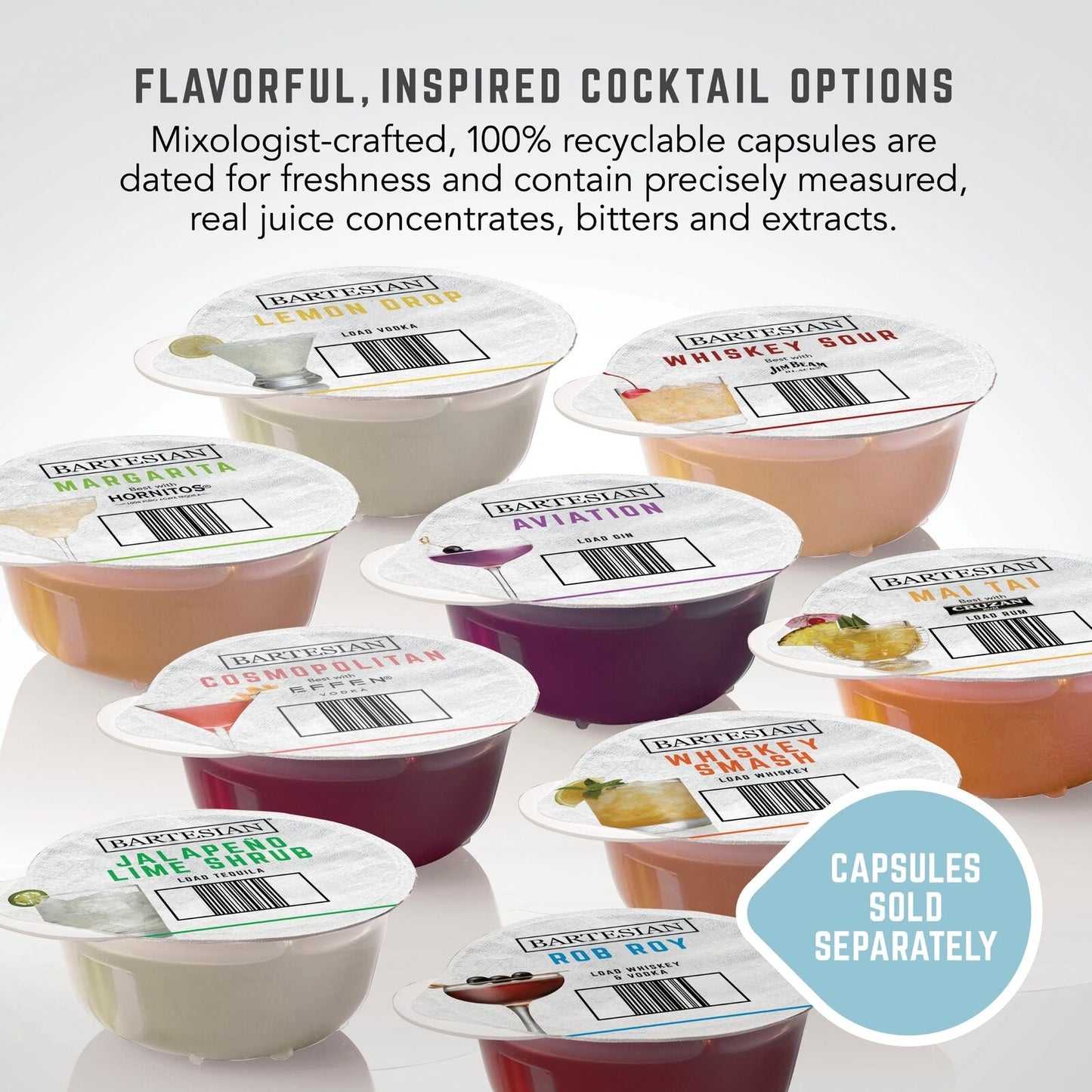 Bartesian Duet Premium Cocktail Machine for the Home Bar, 2 Glass Spirit Bottles