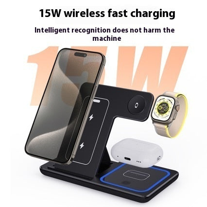 15W 3 In 1 LED Fast Wireless Charger Stand